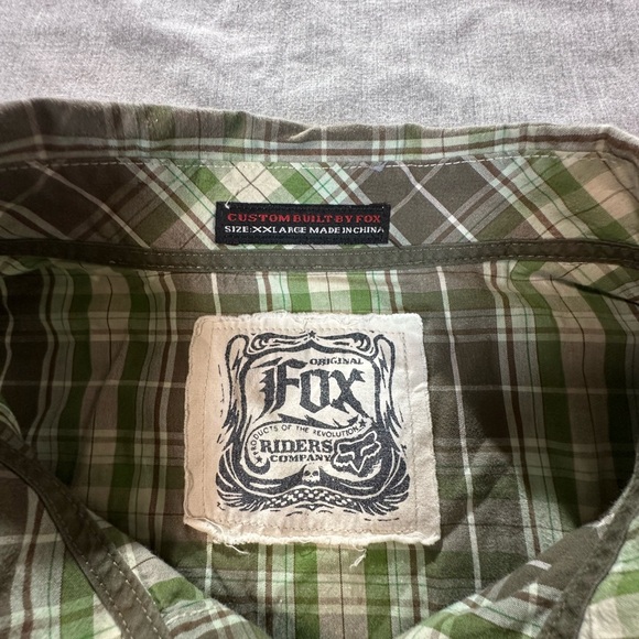 Fox Racing Men's Casual Green and Brown Plaid Shirt SZ XXL - Picture 4 of 11